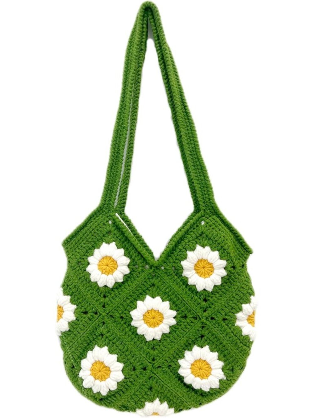 Floral Crochet Tote Bag | Cute Knit Purse for Women | Daisy Gift & Fairycore